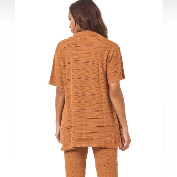 L*Space NWOT Marbella Cotton Knit Button Down Top Swim Cover Up In Brown- Size M - Picture 9 of 9